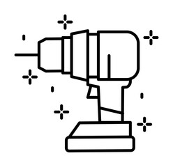 Construction, drill icon illustration on transparent background