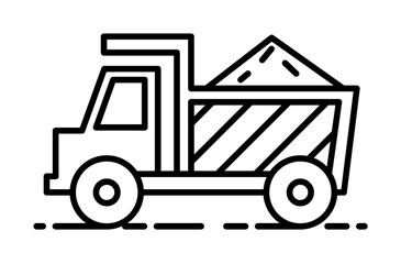 cargo with sand outline icon illustration on transparent background