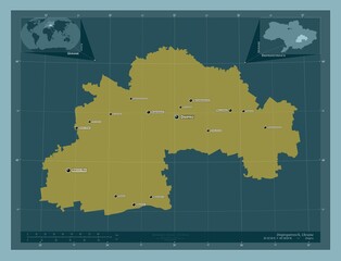 Obraz premium Dnipropetrovs'k, Ukraine. Solid. Labelled points of cities