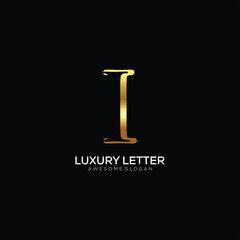 letter I logo with luxury color design