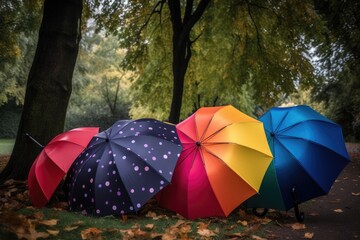 A series of colorful umbrellas representing diversity and inclusion.
