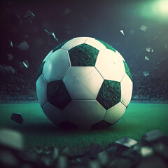 ball on the football field.  generative AI