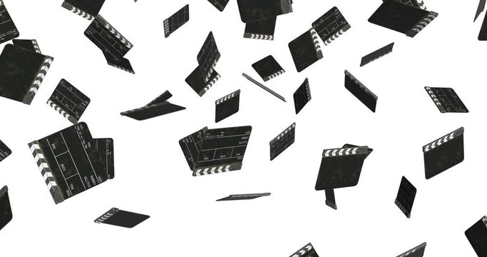 Clapperboards falling slow motion animation