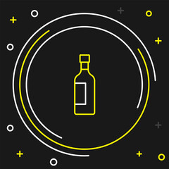 Line Bottle of wine icon isolated on black background. Colorful outline concept. Vector