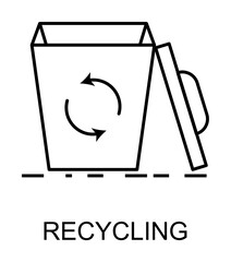 recycling outline icon illustration on transparent background