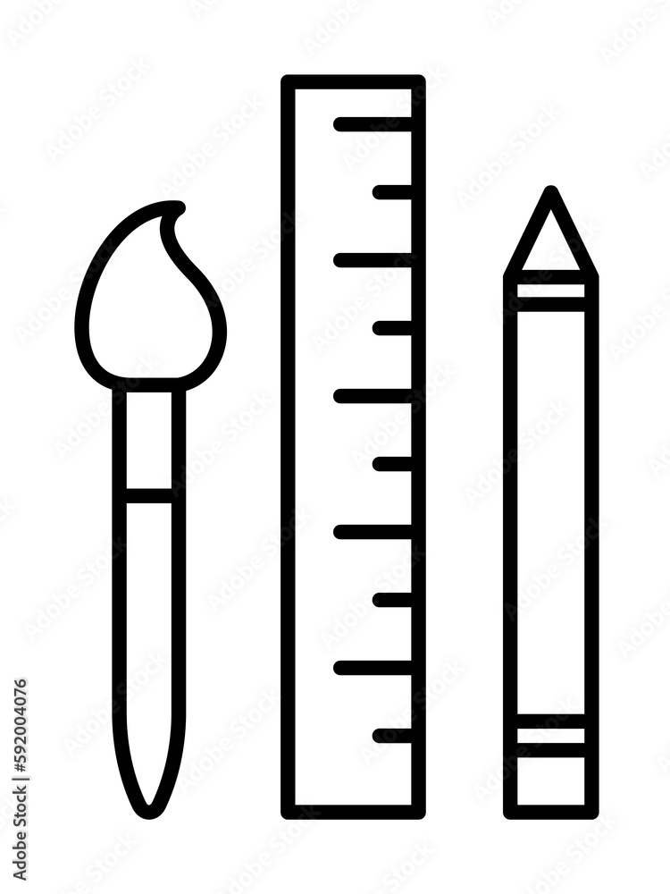 Wall mural graphic tool, pen, brush, linear tools icon illustration on transparent background