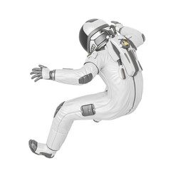 master astronaut is floating bsck rear view