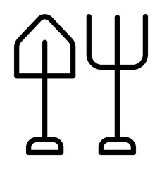 Shovel, pitchfork icon illustration on transparent background