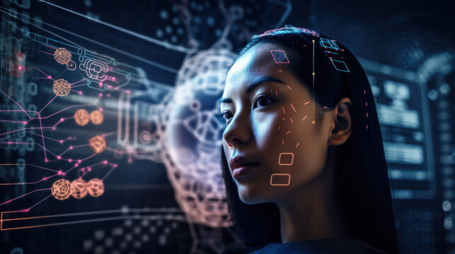 ai generated illustration AI technology helping people  in everyday life.