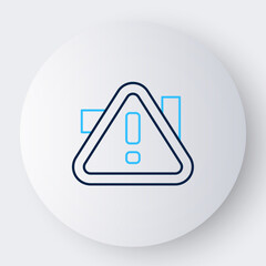 Line Exclamation mark in triangle icon isolated on white background. Hazard warning sign, careful, attention, danger warning important. Colorful outline concept. Vector