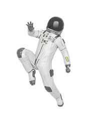 master astronaut is jumping to the side