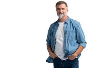 Portrait of smiling mature man standing on transparent background