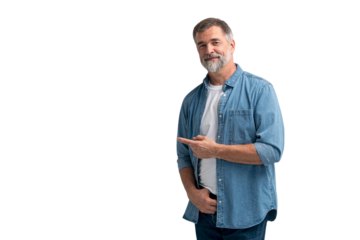 Portrait of smiling mature man standing on transparent background