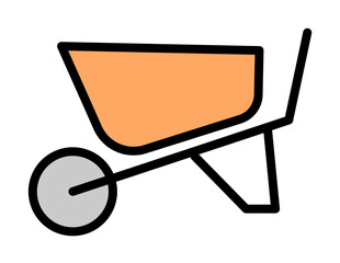 Wheelbarrow, farm icon illustration on transparent background