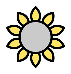Sunflower, flower icon illustration on transparent background