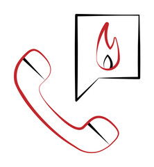 Firefighter, telephone two color on white background icon illustration on transparent background