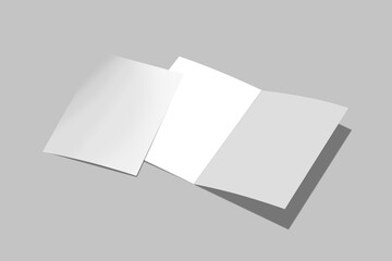 Tri fold brochure 3D illustration mockup isolated