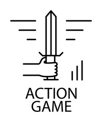 action game outline icon illustration on transparent background