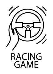 racing game outline icon illustration on transparent background