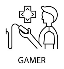 gamer outline icon illustration on transparent background