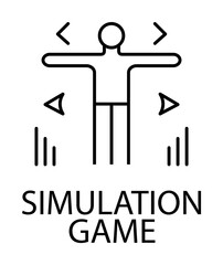 simulation game outline icon illustration on transparent background