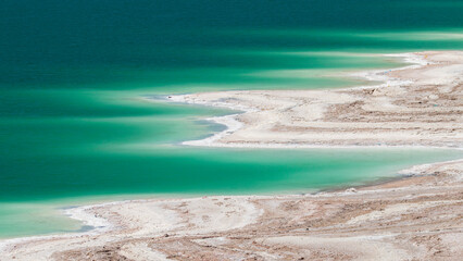 colorful shoreline of the Dead Sea, Jordan.