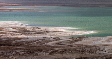 Obraz premium Southern part of the Dead Sea from the Jordan Valley highway, Jordan