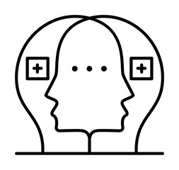 brainstorming, face, idea icon illustration on transparent background