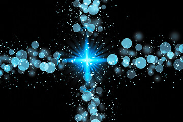 Realistic Colorful bokeh sparkle light effects on black background	