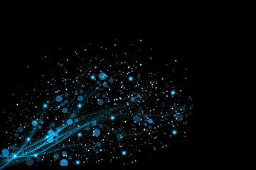 Realistic Colorful bokeh sparkle light effects on black background	