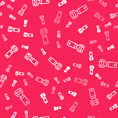 White line Bottle opener icon isolated seamless pattern on red background. Vector