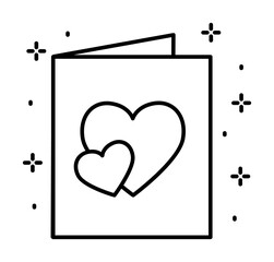 Postcard, heart icon illustration on transparent background
