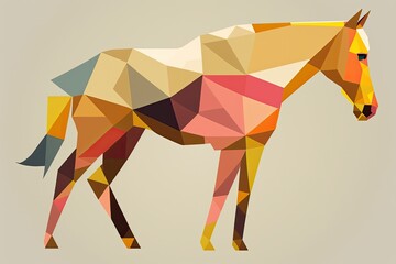Obraz premium colorful abstract horse made up of geometric shapes. Generative AI