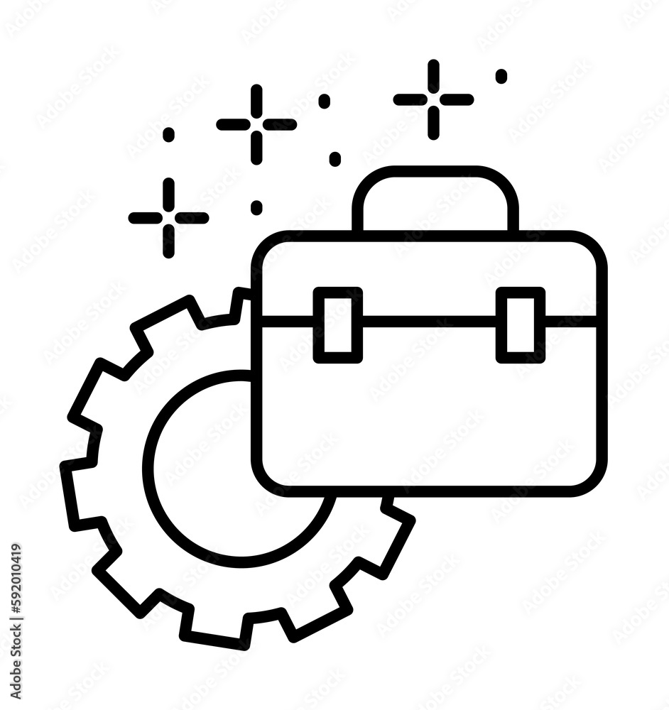 Poster briefcase gear icon illustration on transparent background