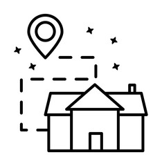 Route way home location icon illustration on transparent background