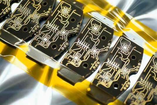Close view of electrical circuits; New York City, New York, United States of America