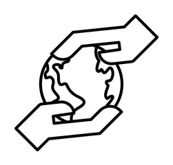 ecology, earth day, hand, globe icon illustration on transparent background