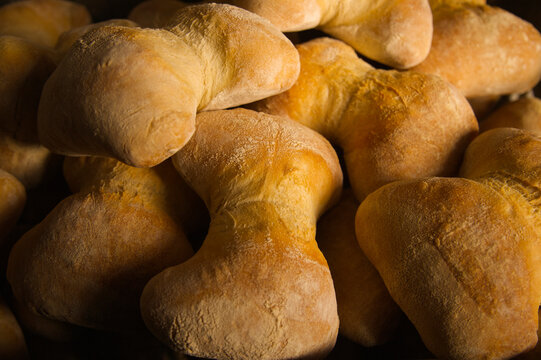 Close-up of freshly baked rolls; Favaios, Douro River Valley, Portugal