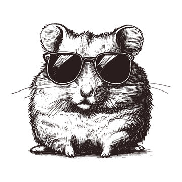 Cool Hamster Wearing Sunglasses Illustration 