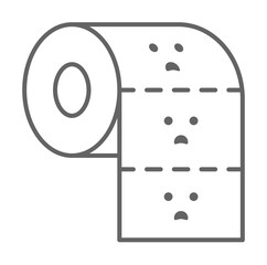 Toilet paper, nasty outline icon illustration on transparent background