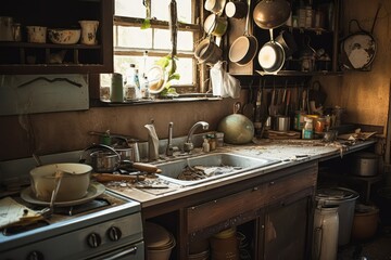 Grunge Style Kitchen. Photo generative AI