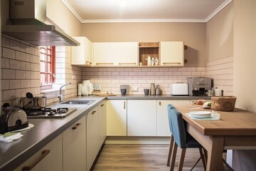 Fototapeta na wymiar Home Kitchen: Minimalist Furniture Photo. Photo generative AI