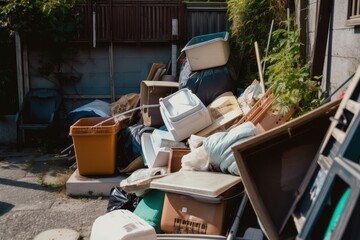 Moving house garbage disposal. Photo generative AI