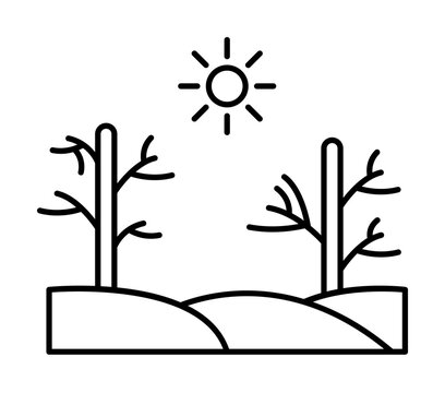 Drought, trees, sun icon illustration on transparent background