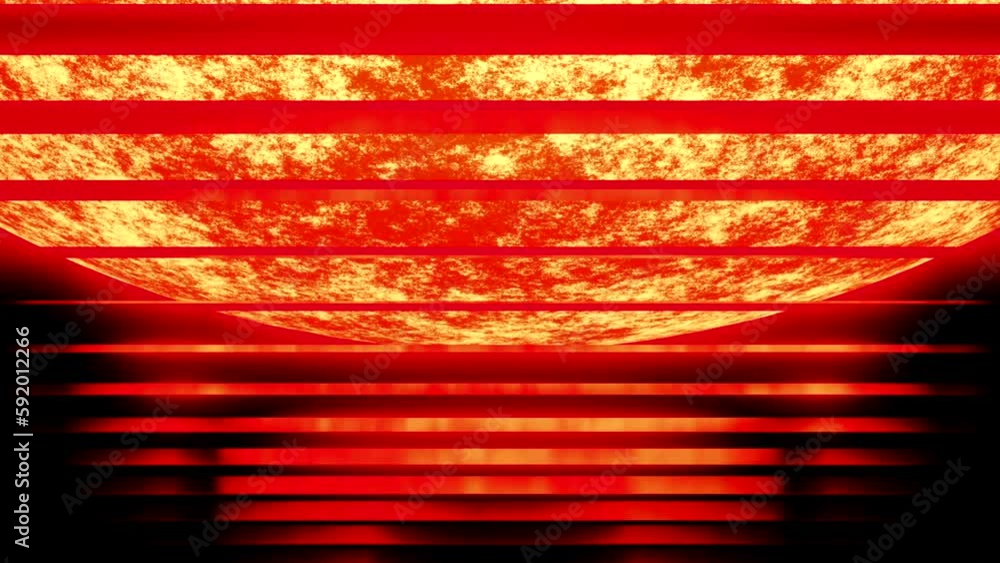 Poster bright planet glows with moving stripes. design. bright 3d planet with cyber field and stripes. cybe