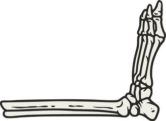 Skeleton leg for halloween design. Bones or graphic element for tattoo.