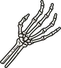 Skeleton hand for halloween design. Hand bones or graphic element for tattoo.