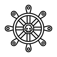Obraz premium Rudder, pirate icon illustration on transparent background
