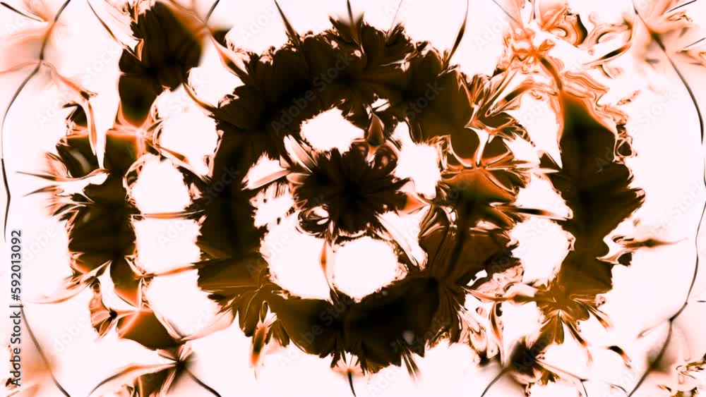 Poster liquid texture moves in circles with explosive effect. design. liquid kaleidoscopic pattern moves wi