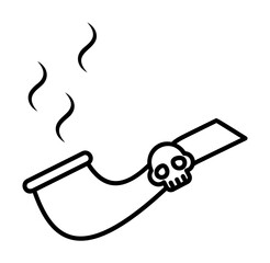 Smoking pipe, pirate icon illustration on transparent background